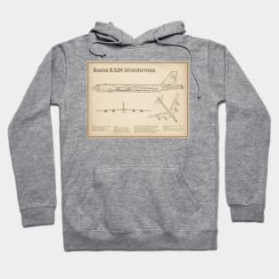 Boeing B-52 Stratofortress - Airplane Blueprint - SD Hoodie